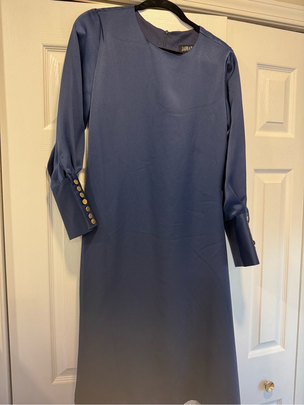 Zara Midnight Blue Midi Shift Dress with Gold Buttons
